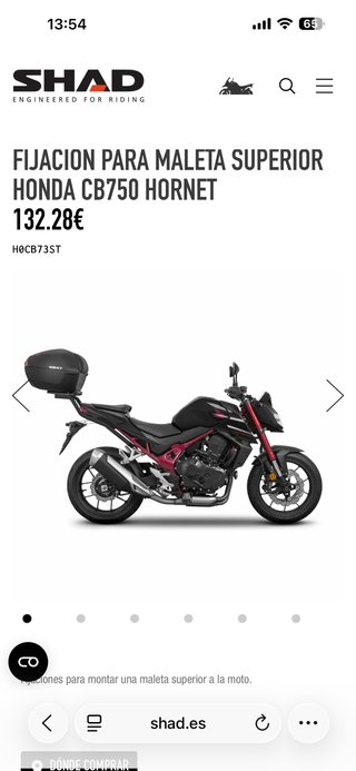 Baúl SHAD SH48 + Herraje Honda CB750 HORNET