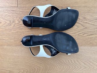 Sandalia Zara Piel Tacón Kitten Blanca T40