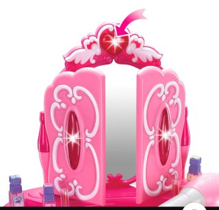 Tocador infantil rosa con accesorios con caja