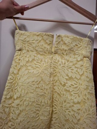 Vestido Mango Amarelo Renda Tamanho XS
