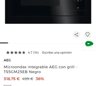 Microondas integrable AEG Grill Negro