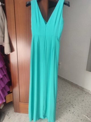 Vestido largo verde azulado