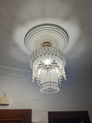 Lámpara de techo colgante de cristal y metal