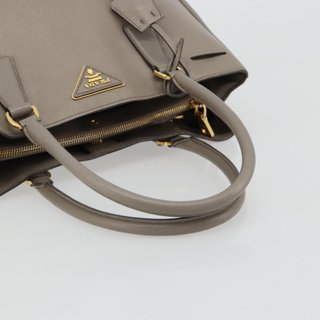 PRADA Galleria Hand Bag Safiano leather Gray Gold