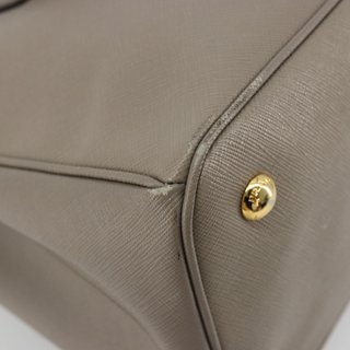 PRADA Galleria Hand Bag Safiano leather Gray Gold