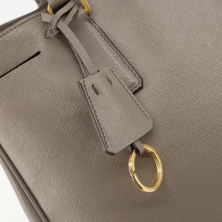 PRADA Galleria Hand Bag Safiano leather Gray Gold