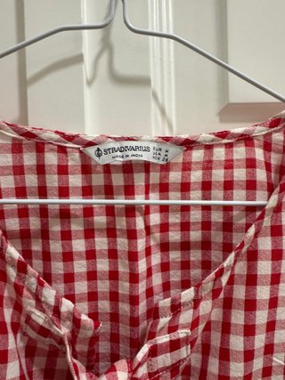 Blusa cuadros Vichy roja y blanca Stradivarius