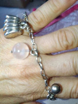Pulsera Plata con Dijes Rosados