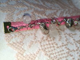 Pulsera Plata con Dijes Rosados