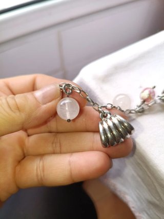 Pulsera Plata con Dijes Rosados