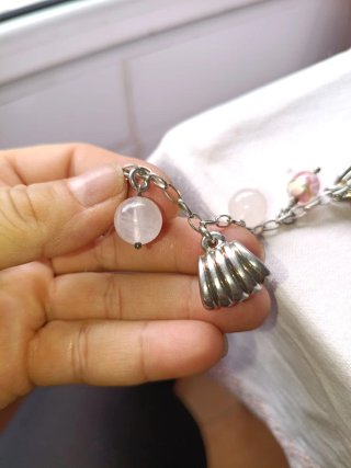 Pulsera Plata con Dijes Rosados