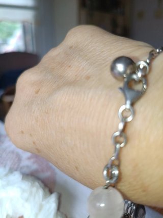 Pulsera Plata con Dijes Rosados