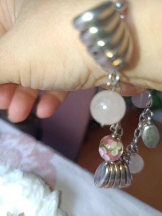 Pulsera Plata con Dijes Rosados
