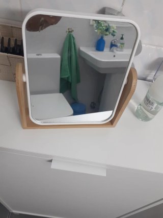 Espejo de baño pequeño madera y cristal