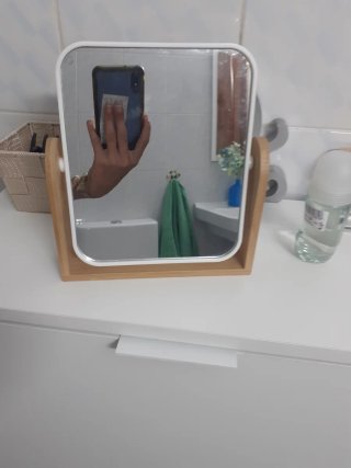 Espejo de baño pequeño madera y cristal