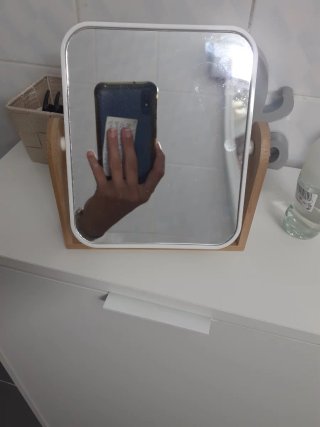 Espejo de baño pequeño madera y cristal