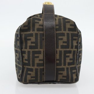 FENDI Zucca Canvas Vanity Hand Bag Black Brown