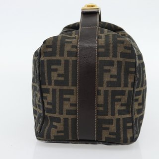 FENDI Zucca Canvas Vanity Hand Bag Black Brown