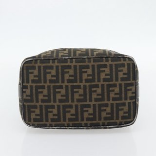 FENDI Zucca Canvas Vanity Hand Bag Black Brown