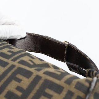 FENDI Zucca Canvas Vanity Hand Bag Black Brown