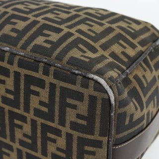 FENDI Zucca Canvas Vanity Hand Bag Black Brown