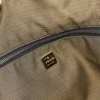 FENDI Zucca Canvas Vanity Hand Bag Black Brown