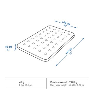 Colchón hinchable 2 personas 190×140 cm Quechua Air Basic