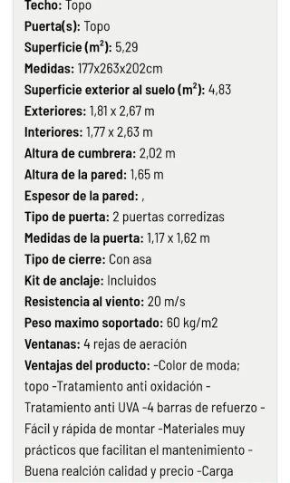 Caseta metálica jardín gris/plata