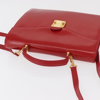 FENDI Backpack Leather 2way Red Gold Auth 181655A