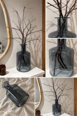 Jarrón de vidrio decorativo gris