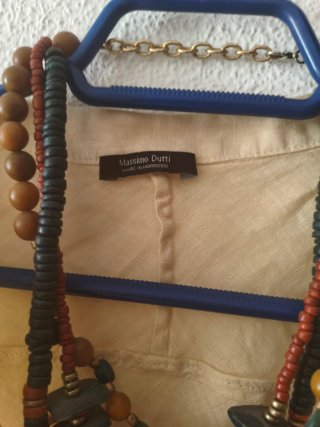 Camisa Lino Massimo Dutti Beige Mujer
