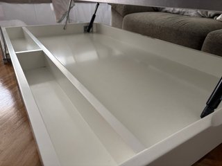 Mesa centro elevable blanca y cristal