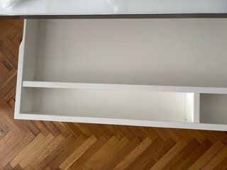 Mesa centro elevable blanca y cristal