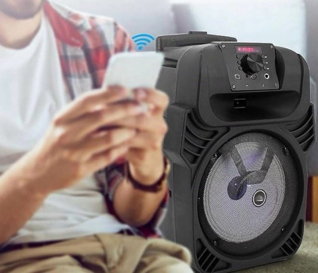 Altoparlante portatile con ruote e telecomando