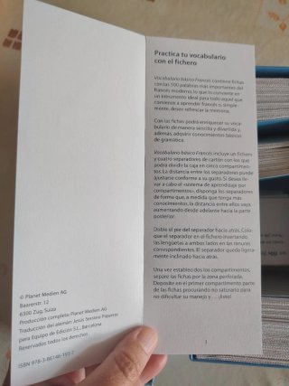 Caja Fichas Vocabulario Básico Francés