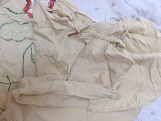 Vestido beige con bordados florales