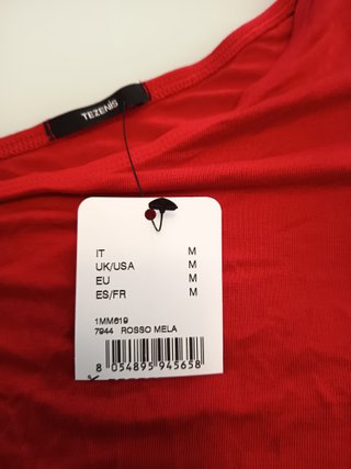 Camiseta asimétrica roja TEZENIS volantes