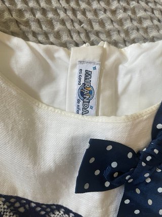 Vestido niña blanco con lazo azul