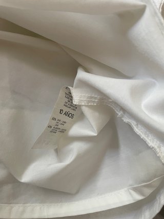 Vestido niña blanco con lazo azul
