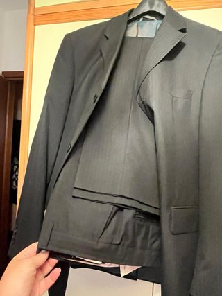 Abito uomo nero gessato bianco, sartoriale tg 54