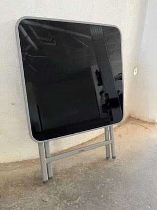 Mesa plegable cristal y metal gris