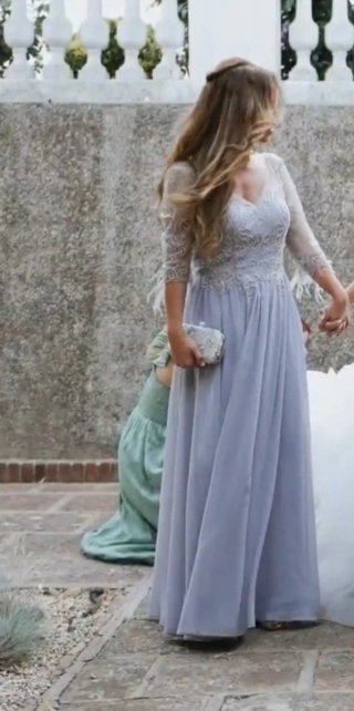 Vestido de fiesta gris lavanda
