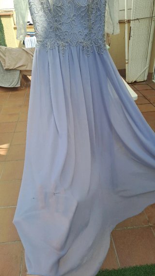 Vestido de fiesta gris lavanda