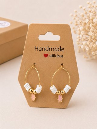 Pendientes aro pulpo dorado y rosa
