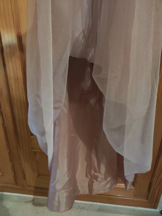 Vestido largo rosa palo tul