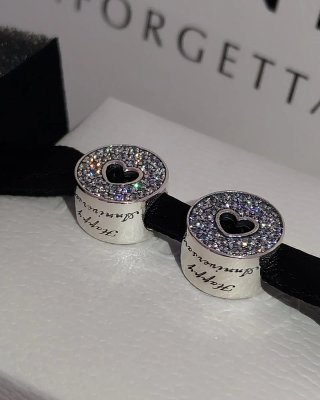 2 Charm Pandora Feliz aniversario con circonitas
