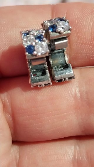 2 Charm Clip Pandora Azul y Plateado con circonita