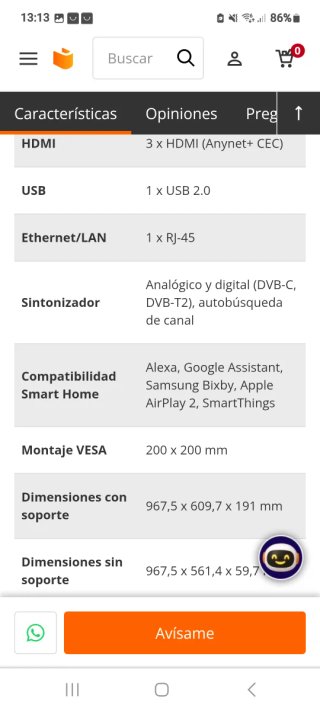 Samsung TV 43 Smart TV 4K Real y UHD Bluetooth