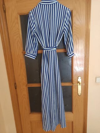 Vestido camisero largo rayas azul y blanco