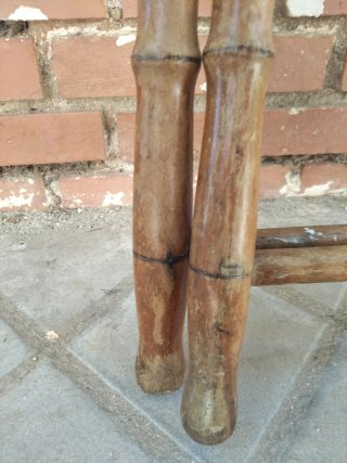 Taburete francés madera maciza colonial caza S.XIX